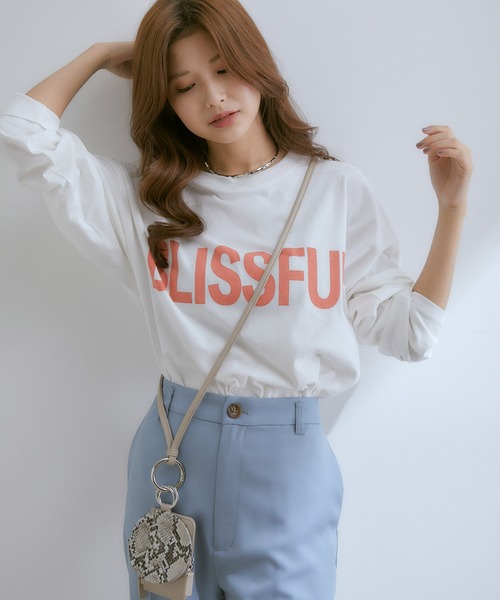 vis-`a-vis(ビサビ)の「【WEB限定】ゆったりサイズが今の気分。ビックサイズプリントロゴロングTシャツ(Tシャツ/カットソー・レディース・ホワイト/ブラック/ホワイト系その他・FREE)」の14枚目の写真