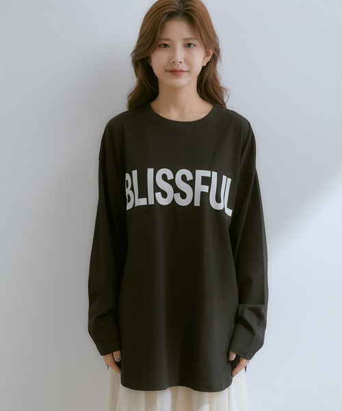 vis-`a-vis(ビサビ)の「【WEB限定】ゆったりサイズが今の気分。ビックサイズプリントロゴロングTシャツ(Tシャツ/カットソー・レディース・ホワイト/ブラック/ホワイト系その他・FREE)」の15枚目の写真