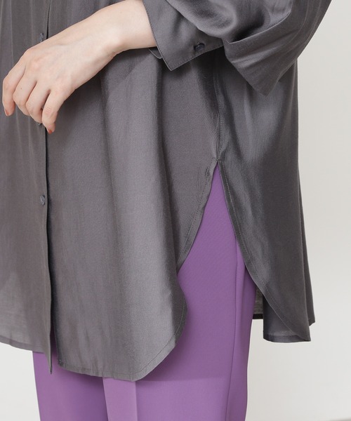 N.（N. Natural Beauty Basic）（エヌエヌナチュラルビューティーベーシック）の「◆フロントタブチュニックシャツ（シャツ/ブラウス・レディース・オフホワイト/グレー/パープル・MEDIUM）」の11枚目の写真