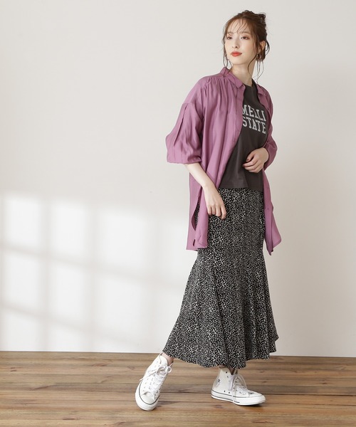 N.（N. Natural Beauty Basic）（エヌエヌナチュラルビューティーベーシック）の「◆フロントタブチュニックシャツ（シャツ/ブラウス・レディース・オフホワイト/グレー/パープル・MEDIUM）」の7枚目の写真