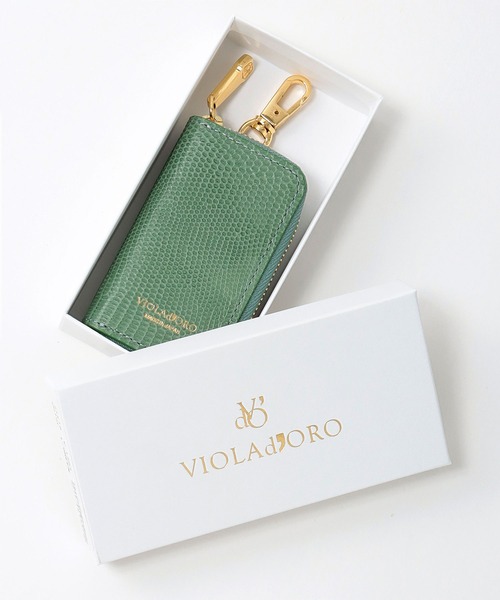 VIOLAd'ORO（ヴィオラドーロ）の「【VIOLAd’ ORO / ヴィオラドーロ 】リザード調・牛革キーケース　V1383（キーケース/キーアクセサリー・レディース・アイボリー/ブラック/ブルーグレー/アッシュブラウン/グリーン/フレッシュイエロー/ラベンダー/オレンジ/グレイッシュベージュ/ライトグリーン/ダークグレー・FREE）」の8枚目の写真