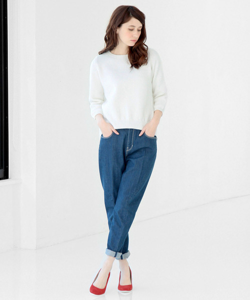 Another Edition（アナザーエディション）の「【展開店舗限定】テーパード5ポケットパンツ/ae TPD 5POC PT（デニムパンツ・レディース・ネイビー/コバルトブルー・MEDIUM/SMALL/LARGE）」の14枚目の写真