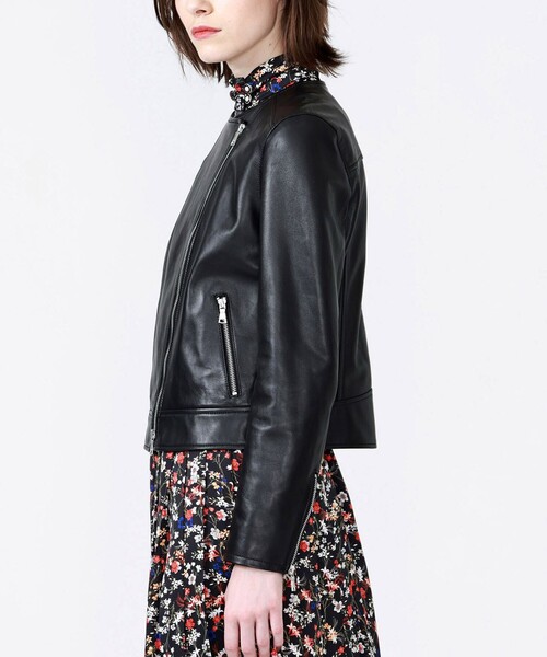 LOVELESS（ラブレス）の「ブラックレザーノーカラーライダース（ライダースジャケット・レディース・ブラック・38/36/34）」の7枚目の写真