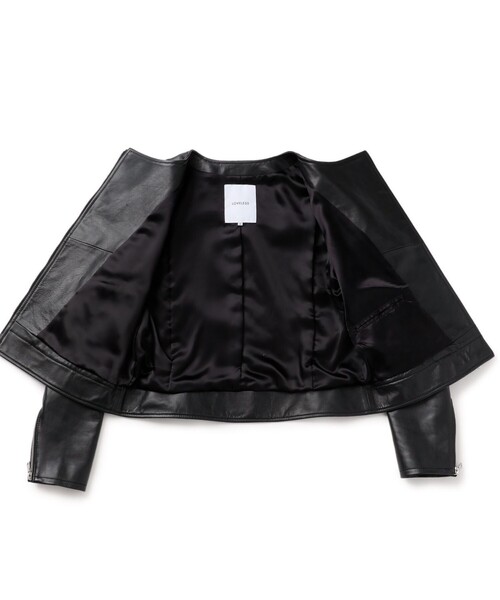 LOVELESS（ラブレス）の「ブラックレザーノーカラーライダース（ライダースジャケット・レディース・ブラック・38/36/34）」の10枚目の写真
