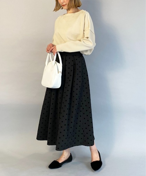 PICCIN(ピッチン)の「ボンディングパールカットソー(Tシャツ/カットソー・レディース・ライトグレー/ベージュ/ネイビー・M)」の11枚目の写真