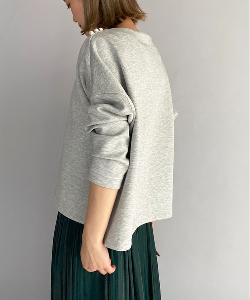 PICCIN(ピッチン)の「ボンディングパールカットソー(Tシャツ/カットソー・レディース・ライトグレー/ベージュ/ネイビー・M)」の14枚目の写真