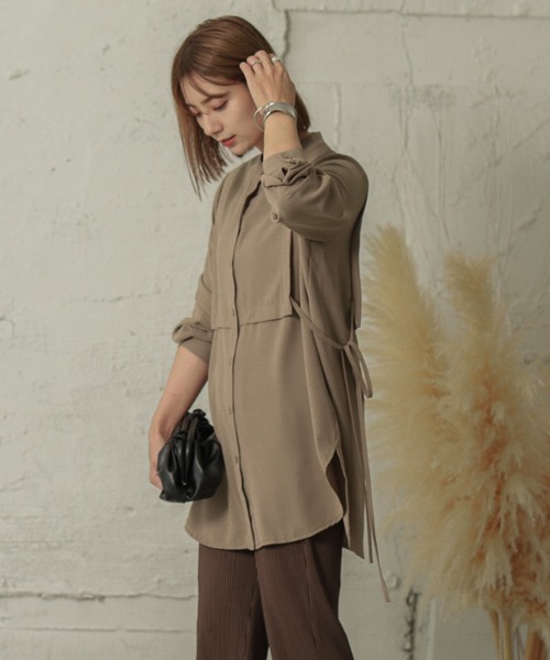 La-gemme(ラジェム)の「レイヤードブラウス(シャツ/ブラウス・レディース・ブラック/ブラウン/ベージュ/ホワイト/グリーン・フリー)」の4枚目の写真