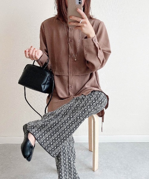 La-gemme(ラジェム)の「レイヤードブラウス(シャツ/ブラウス・レディース・ブラック/ブラウン/ベージュ/ホワイト/グリーン・フリー)」の3枚目の写真