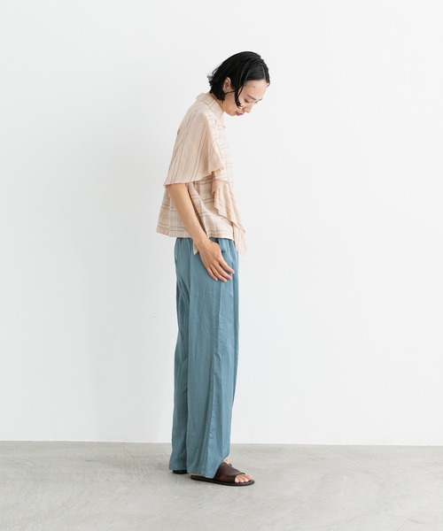 note et silence (ノートエシロンス)の「◇【 AMB100貨 】リラックスパンツ 綿キュプラサテン(その他パンツ・レディース・ピンク/カーキ/ブルー・2/1)」の5枚目の写真