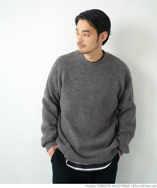 coca（coca）（コカ）の「メンズ ヤック風フワフワ・プルオーバーニット（ニット/セーター・メンズ・ベージュ/チャコールグレー・ONE SIZE）」の10枚目の写真