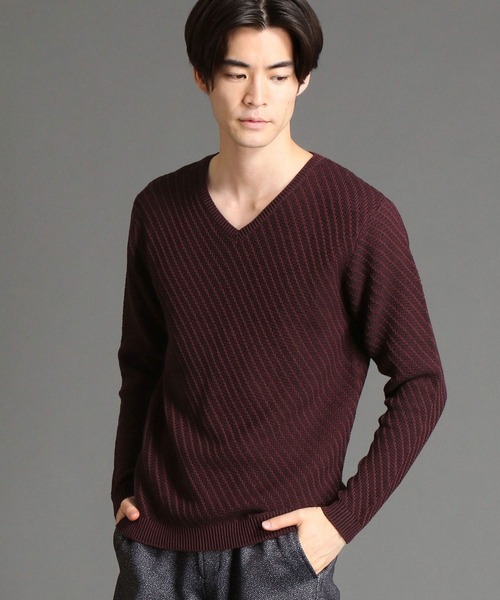 HIDEAWAYS NICOLE（ハイダウェイニコル）の「バイアスジャカードニット（ニット/セーター・メンズ・ホワイト×ホワイト/ネイビー系/ホワイト×ブラック/ブラック×グレー/レッド系その他・MEDIUM/X-LARGE/LARGE）」の5枚目の写真