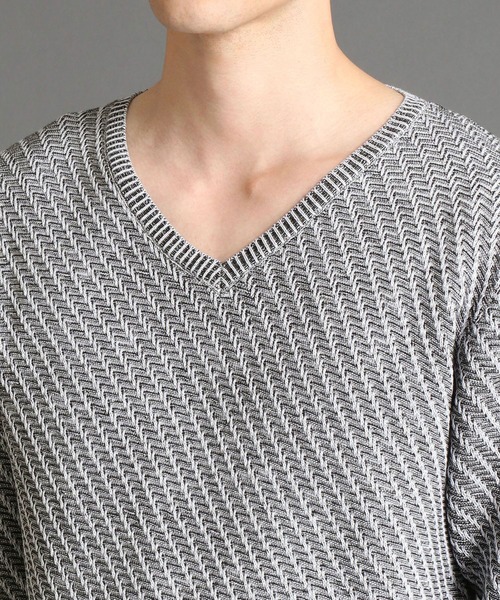 HIDEAWAYS NICOLE（ハイダウェイニコル）の「バイアスジャカードニット（ニット/セーター・メンズ・ホワイト×ホワイト/ネイビー系/ホワイト×ブラック/ブラック×グレー/レッド系その他・MEDIUM/X-LARGE/LARGE）」の11枚目の写真
