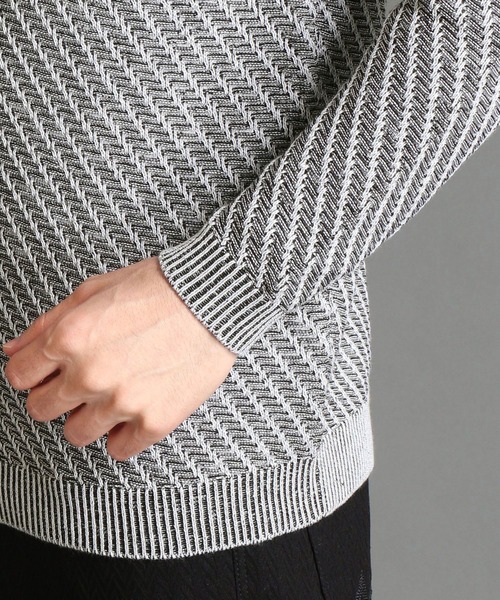HIDEAWAYS NICOLE（ハイダウェイニコル）の「バイアスジャカードニット（ニット/セーター・メンズ・ホワイト×ホワイト/ネイビー系/ホワイト×ブラック/ブラック×グレー/レッド系その他・MEDIUM/X-LARGE/LARGE）」の15枚目の写真