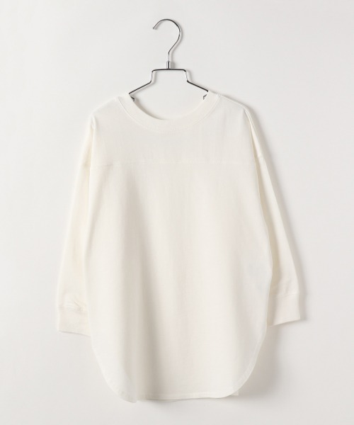 JEANASIS（ジーナシス）の「【KIDS】フットボールキリカエBIGロンT/254775（Tシャツ/カットソー・キッズ・ホワイト/ブラック/ピンク・120/140）」の2枚目の写真