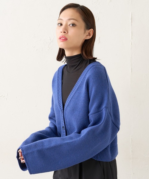 Lui's（ルイス）の「ショートカーディガン（カーディガン/ボレロ・レディース・ブラック/ブラウン/グリーン/ブルー・FREE）」の4枚目の写真