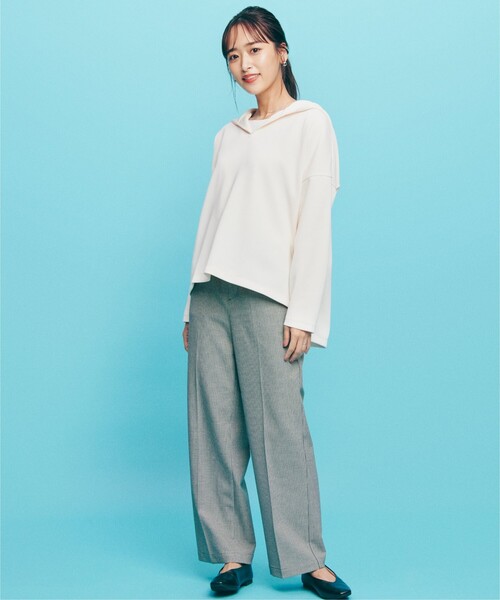 THE SHOP TK （ザ ショップ ティーケー ）の「◆【近藤千尋さん着用】bouo ダンボール素材パーカ（パーカー・レディース・ブラック/パープル/オフホワイト/ライトベージュ/ホワイト系9・11/12/13/14）」の6枚目の写真