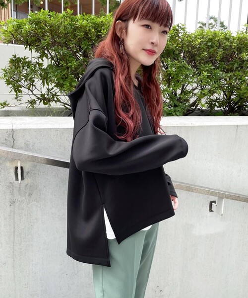 THE SHOP TK （ザ ショップ ティーケー ）の「◆【近藤千尋さん着用】bouo ダンボール素材パーカ（パーカー・レディース・ブラック/パープル/オフホワイト/ライトベージュ/ホワイト系9・11/12/13/14）」の19枚目の写真