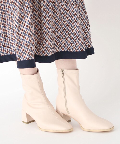 ITS'DEMO（イッツデモ）の「◆スクエアヒールストレッチブーツ（ブーツ・レディース・ブラック/アイボリー/ブラウン系・40/38/36）」の10枚目の写真