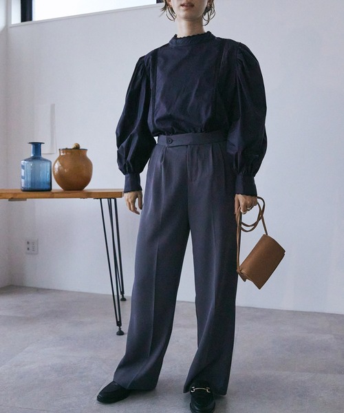 toucher du brise（トゥシェドブリーズ）の「【お出掛けやフォーマルにも】ボリュームリーブ長袖コットンブラウス（シャツ/ブラウス・レディース・ブラック/オフホワイト・M）」の9枚目の写真