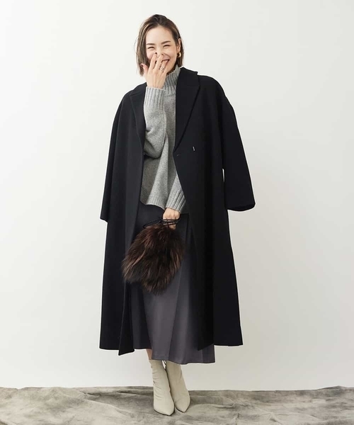 MICHEL KLEIN(ミッシェル・クラン)の「Super100'sウールビーバーロングコート(ブラック)(チェスターコート・レディース・ブラック・38)」の16枚目の写真