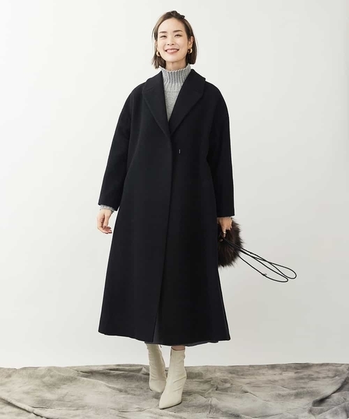 MICHEL KLEIN(ミッシェル・クラン)の「Super100'sウールビーバーロングコート(ブラック)(チェスターコート・レディース・ブラック・38)」の3枚目の写真