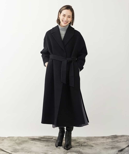 MICHEL KLEIN(ミッシェル・クラン)の「Super100'sウールビーバーロングコート(ブラック)(チェスターコート・レディース・ブラック・38)」の7枚目の写真
