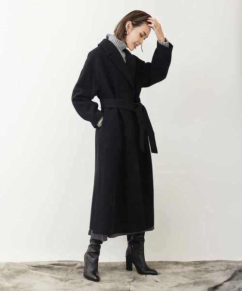 MICHEL KLEIN(ミッシェル・クラン)の「Super100'sウールビーバーロングコート(ブラック)(チェスターコート・レディース・ブラック・38)」の11枚目の写真