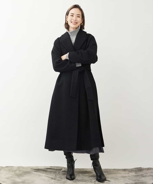MICHEL KLEIN(ミッシェル・クラン)の「Super100'sウールビーバーロングコート(ブラック)(チェスターコート・レディース・ブラック・38)」の5枚目の写真