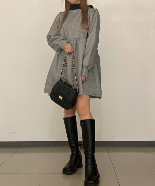 WEGO(ウィゴー)の「WEGO/バックリボン千鳥ワンピース(ワンピース・レディース・その他1・FREE)」の1枚目の写真