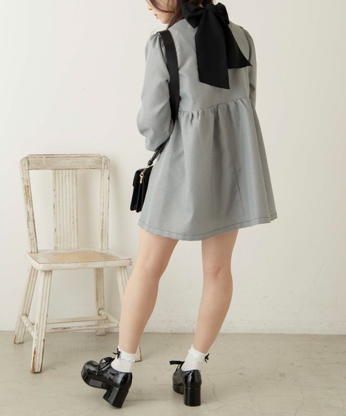 WEGO(ウィゴー)の「WEGO/バックリボン千鳥ワンピース(ワンピース・レディース・その他1・FREE)」の5枚目の写真