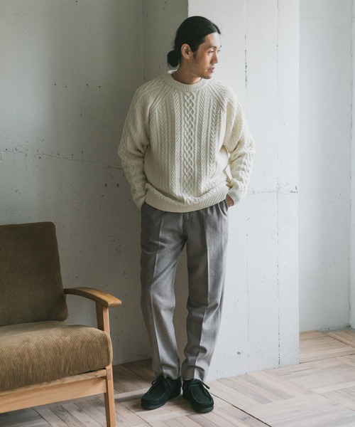 URBAN RESEARCH DOORS（アーバンリサーチドアーズ）の「アラン編みクルーネックニット（ニット/セーター・メンズ・チャコールグレー/オフホワイト/ナチュラル/ブルー系その他・40/38）」の14枚目の写真