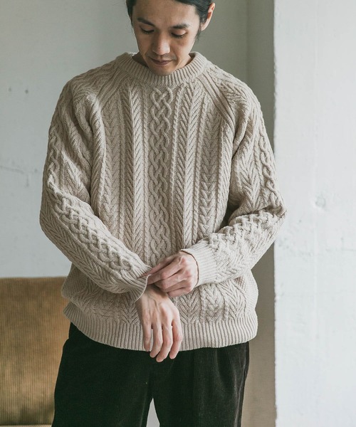 URBAN RESEARCH DOORS（アーバンリサーチドアーズ）の「アラン編みクルーネックニット（ニット/セーター・メンズ・チャコールグレー/オフホワイト/ナチュラル/ブルー系その他・40/38）」の20枚目の写真