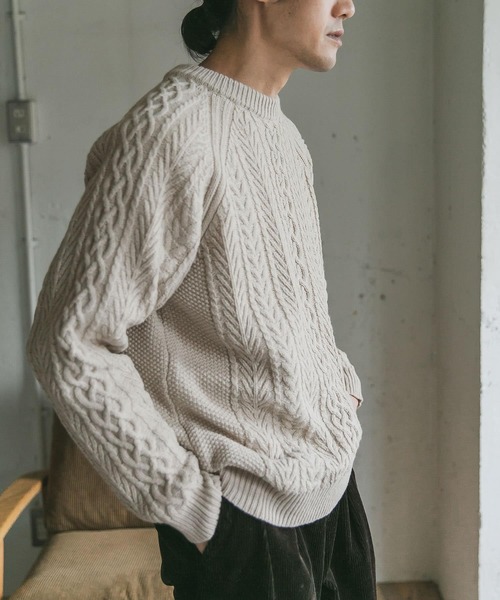 URBAN RESEARCH DOORS（アーバンリサーチドアーズ）の「アラン編みクルーネックニット（ニット/セーター・メンズ・チャコールグレー/オフホワイト/ナチュラル/ブルー系その他・40/38）」の22枚目の写真