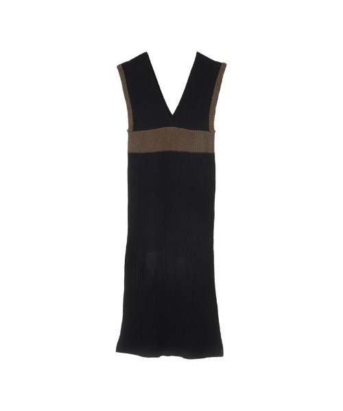 Re:EDIT（リエディ）の「[低身長サイズ有]バルキーニットビスチェライクVネックワンピース（ワンピース・レディース・ブラック/ブラウン/グレー系その他/ブラック系その他・MEDIUM/LARGE/SHORT）」の5枚目の写真