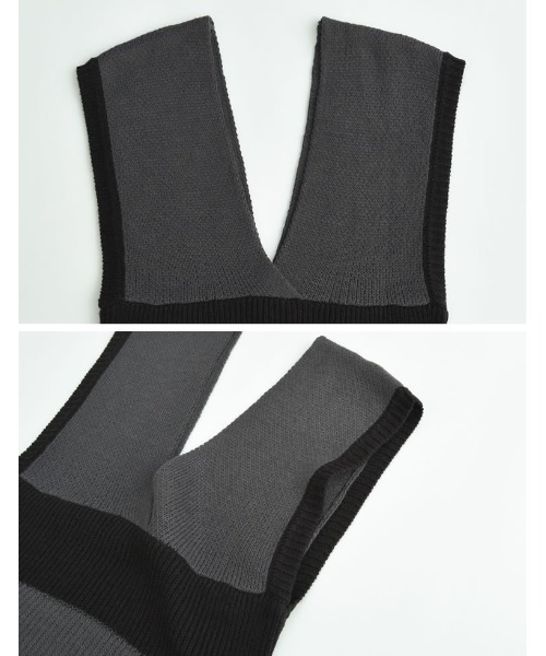 Re:EDIT（リエディ）の「[低身長サイズ有]バルキーニットビスチェライクVネックワンピース（ワンピース・レディース・ブラック/ブラウン/グレー系その他/ブラック系その他・MEDIUM/LARGE/SHORT）」の16枚目の写真