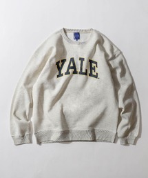 【別注】【YALE】 カレッジロゴ ビッグシルエット クルー 長袖 スウェット トレーナー / 白 / グレー