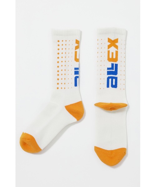 AlexanderLeeChang(アレキサンダーリーチャン)の「AlexanderLeeChang/アレキサンダーリーチャン ELECT SOCKS 靴下 ロゴ リブソックス(ソックス/靴下・メンズ・ホワイト/ブラック/レモンイエロー・ONE SIZE)」の1枚目の写真
