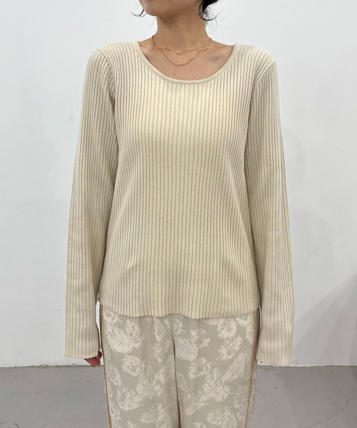 CAPRICIEUX LE'MAGE（カプリシューレマージュ）の「スリットスリーブリブプルオーバー（ニット/セーター・レディース・ブラック/グレー/アイボリー・FREE）」の8枚目の写真