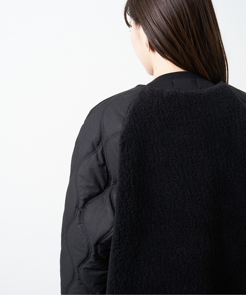 HERENCIA(ヘレンチア)の「ボア × キルティング ドッキング ノーカラー コート(ノーカラーコート・レディース・ブラック/ベージュ系その他/オフホワイト/モカ・MEDIUM)」の19枚目の写真