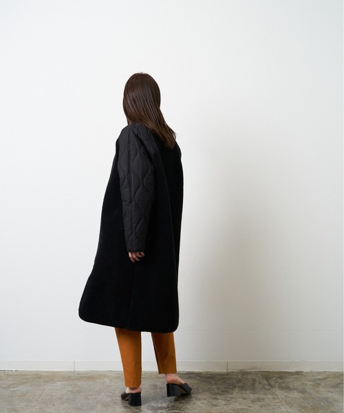 HERENCIA(ヘレンチア)の「ボア × キルティング ドッキング ノーカラー コート(ノーカラーコート・レディース・ブラック/ベージュ系その他/オフホワイト/モカ・MEDIUM)」の17枚目の写真