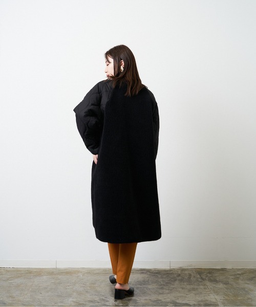 HERENCIA(ヘレンチア)の「ボア × キルティング ドッキング ノーカラー コート(ノーカラーコート・レディース・ブラック/ベージュ系その他/オフホワイト/モカ・MEDIUM)」の20枚目の写真