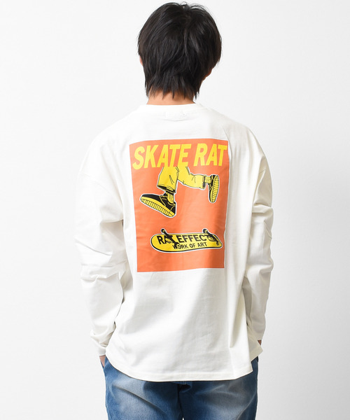 RAT EFFECT（ラットエフェクト）の「SKATE RATロングTシャツ（Tシャツ/カットソー・キッズ・ブラック/サックスブルー/オフホワイト/グレイッシュベージュ・130/150/140/120/160）」の2枚目の写真