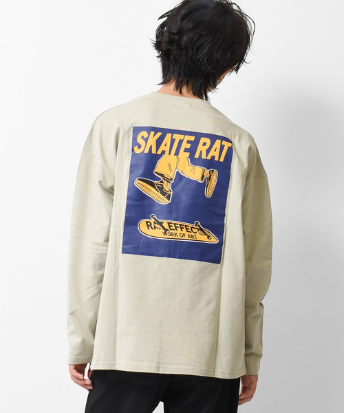 RAT EFFECT（ラットエフェクト）の「SKATE RATロングTシャツ（Tシャツ/カットソー・キッズ・ブラック/サックスブルー/オフホワイト/グレイッシュベージュ・130/150/140/120/160）」の4枚目の写真
