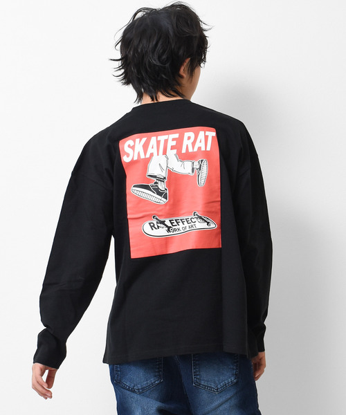 RAT EFFECT（ラットエフェクト）の「SKATE RATロングTシャツ（Tシャツ/カットソー・キッズ・ブラック/サックスブルー/オフホワイト/グレイッシュベージュ・130/150/140/120/160）」の3枚目の写真