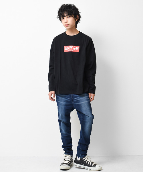 RAT EFFECT（ラットエフェクト）の「SKATE RATロングTシャツ（Tシャツ/カットソー・キッズ・ブラック/サックスブルー/オフホワイト/グレイッシュベージュ・130/150/140/120/160）」の7枚目の写真