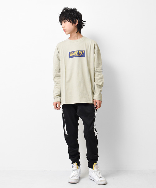RAT EFFECT（ラットエフェクト）の「SKATE RATロングTシャツ（Tシャツ/カットソー・キッズ・ブラック/サックスブルー/オフホワイト/グレイッシュベージュ・130/150/140/120/160）」の9枚目の写真
