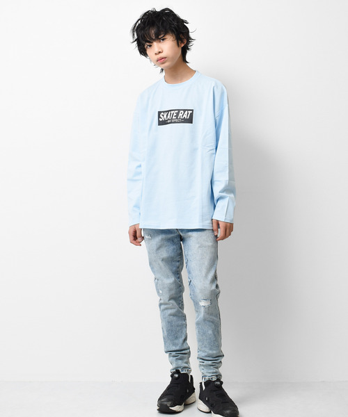 RAT EFFECT（ラットエフェクト）の「SKATE RATロングTシャツ（Tシャツ/カットソー・キッズ・ブラック/サックスブルー/オフホワイト/グレイッシュベージュ・130/150/140/120/160）」の11枚目の写真