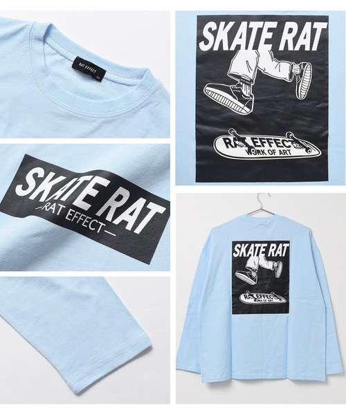 RAT EFFECT（ラットエフェクト）の「SKATE RATロングTシャツ（Tシャツ/カットソー・キッズ・ブラック/サックスブルー/オフホワイト/グレイッシュベージュ・130/150/140/120/160）」の21枚目の写真