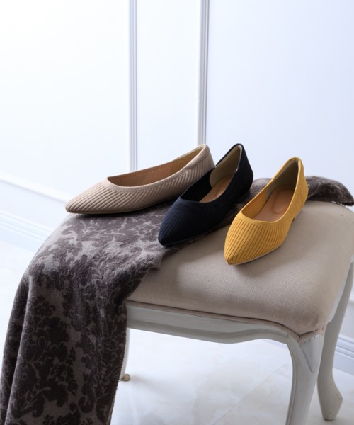 Noubel Voug Relax(ヌーベルヴォーグリラックス)の「ポインテッドトゥ ローヒール ニット パンプス(パンプス・レディース・ブラック/ベージュ/アイボリー/マスタード・S/M/L/LL)」の20枚目の写真