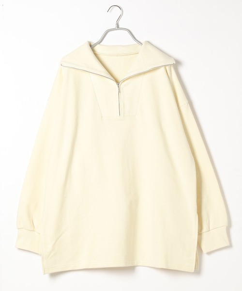 Heather（ヘザー）の「ハーフZIPチュニックスウェット　272537（スウェット・レディース・オフホワイト/チャコールグレー/ブルー・FREE）」の6枚目の写真